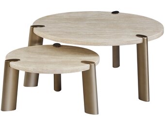Salontafel Montezara - Travertin | Brushed Gold - set van 2