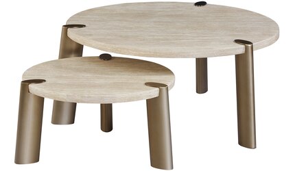 Salontafel Montezara - Travertin | Brushed Gold - set van 2