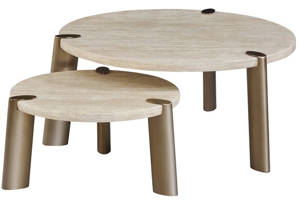 Salontafel Montezara - Travertin | Brushed Gold - set van 2