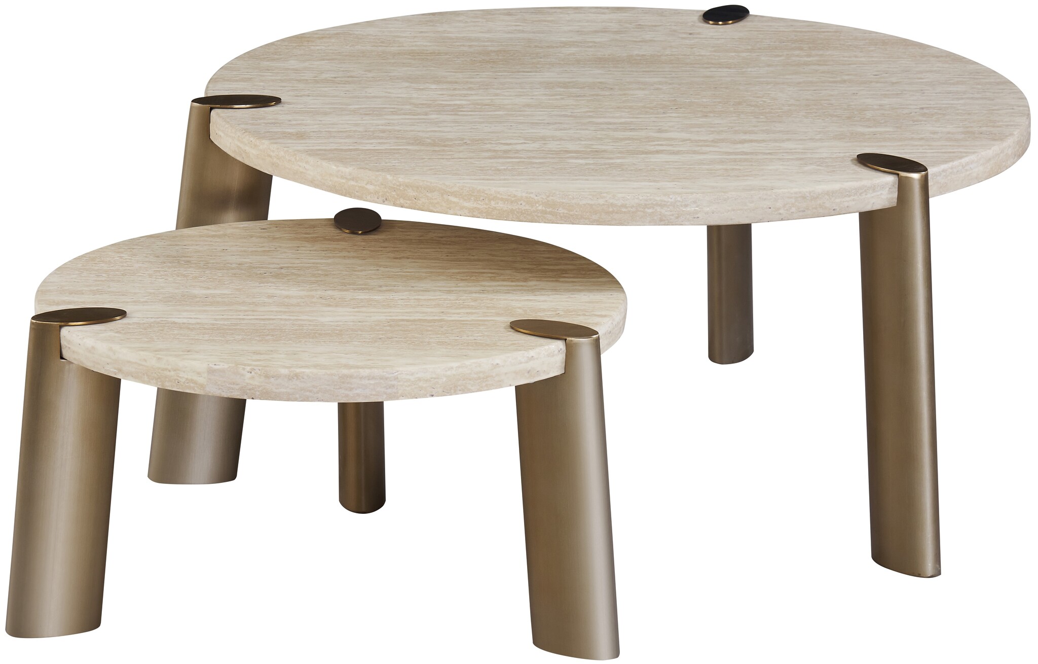 Salontafel Montezara - Travertin | Brushed Gold - set van 2