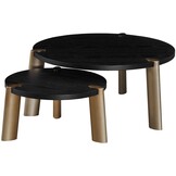 Salontafel Montezara - Zwart eiken | Brushed Gold - set van 2