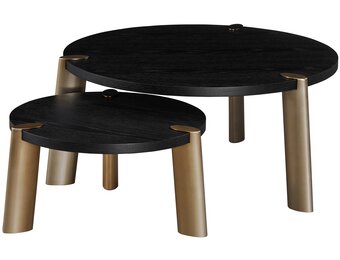 Salontafel Montezara - Zwart eiken | Brushed Gold - set van 2