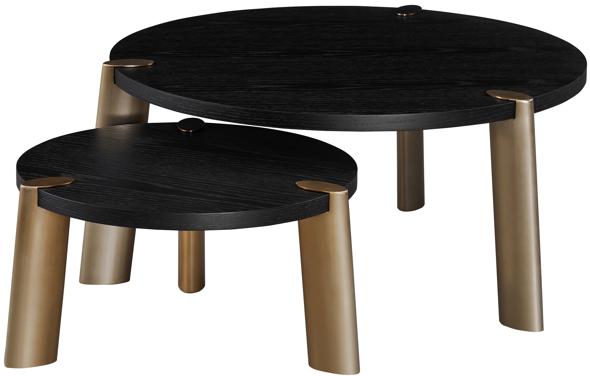 Salontafel Montezara - Zwart eiken | Brushed Gold - set van 2