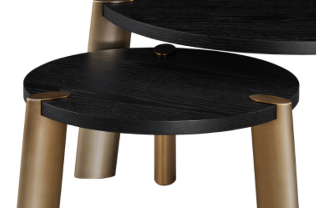 Salontafel Montezara - Zwart eiken | Brushed Gold - set van 2