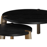 Salontafel Montezara - Zwart eiken | Brushed Gold - set van 2