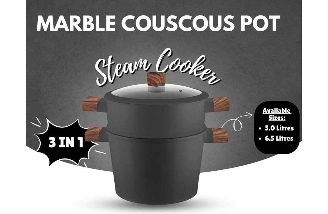 Hakal Couscous Pan | 3-in-1 | 6.5 Liter | Zwart