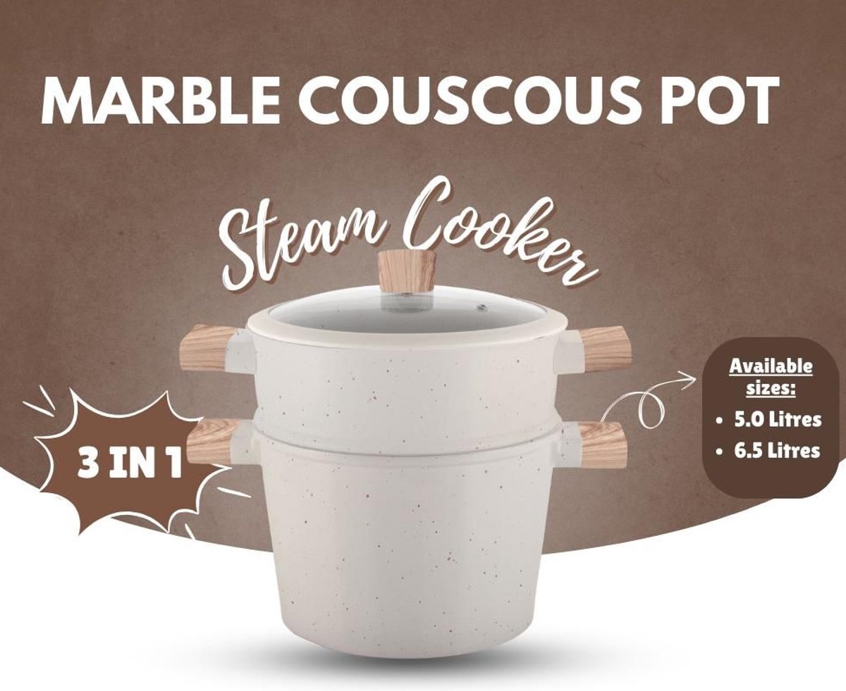 Hakal Couscous Pan | 3-in-1 | 5 Liter | Wit