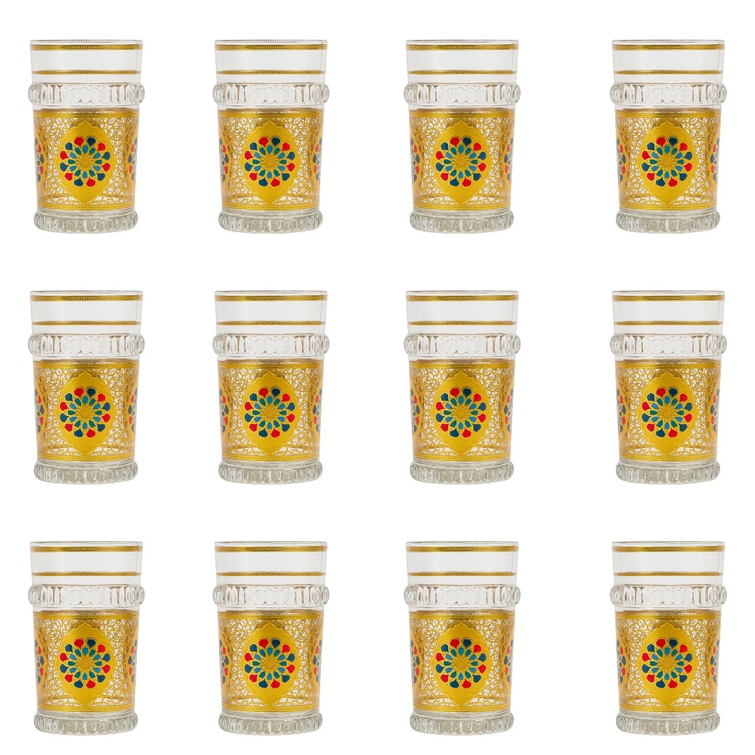Marokkaanse Theeglazen Riad - Goud - set van 12