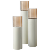 Luxe Windlicht op pilaar Crème - 3 stuks: H90 + H110 + H130 cm - Bruin glas