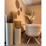 Luxe Windlicht op pilaar Crème - 3 stuks: H90 + H110 + H130 cm - Bruin glas