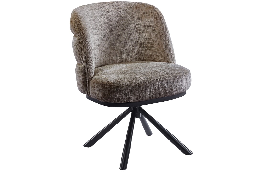 Eetkamerstoel Cremona - Taupe Bruin - draaibaar - zwart