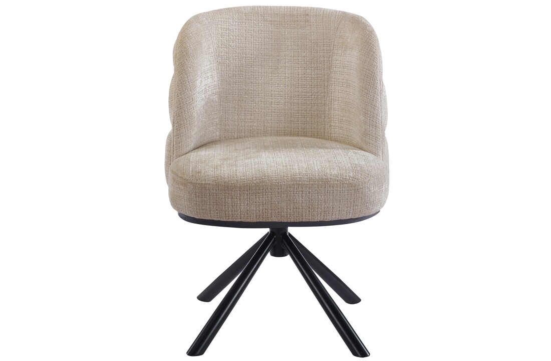 Eetkamerstoel Cremona - Warm Beige - draaibaar - zwart