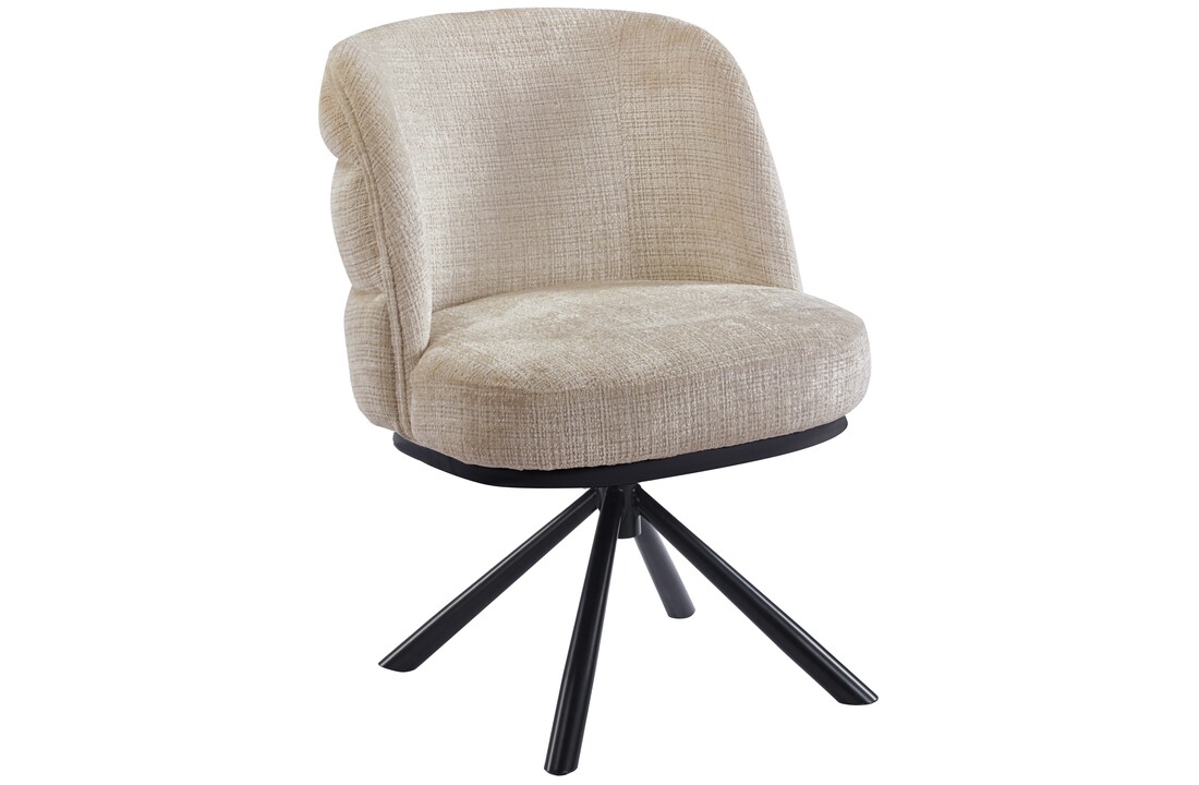 Eetkamerstoel Cremona - Warm Beige - draaibaar - zwart