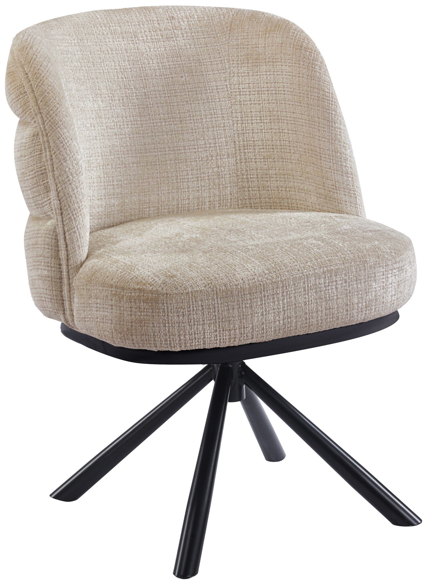 Eetkamerstoel Cremona - Warm Beige - draaibaar - zwart