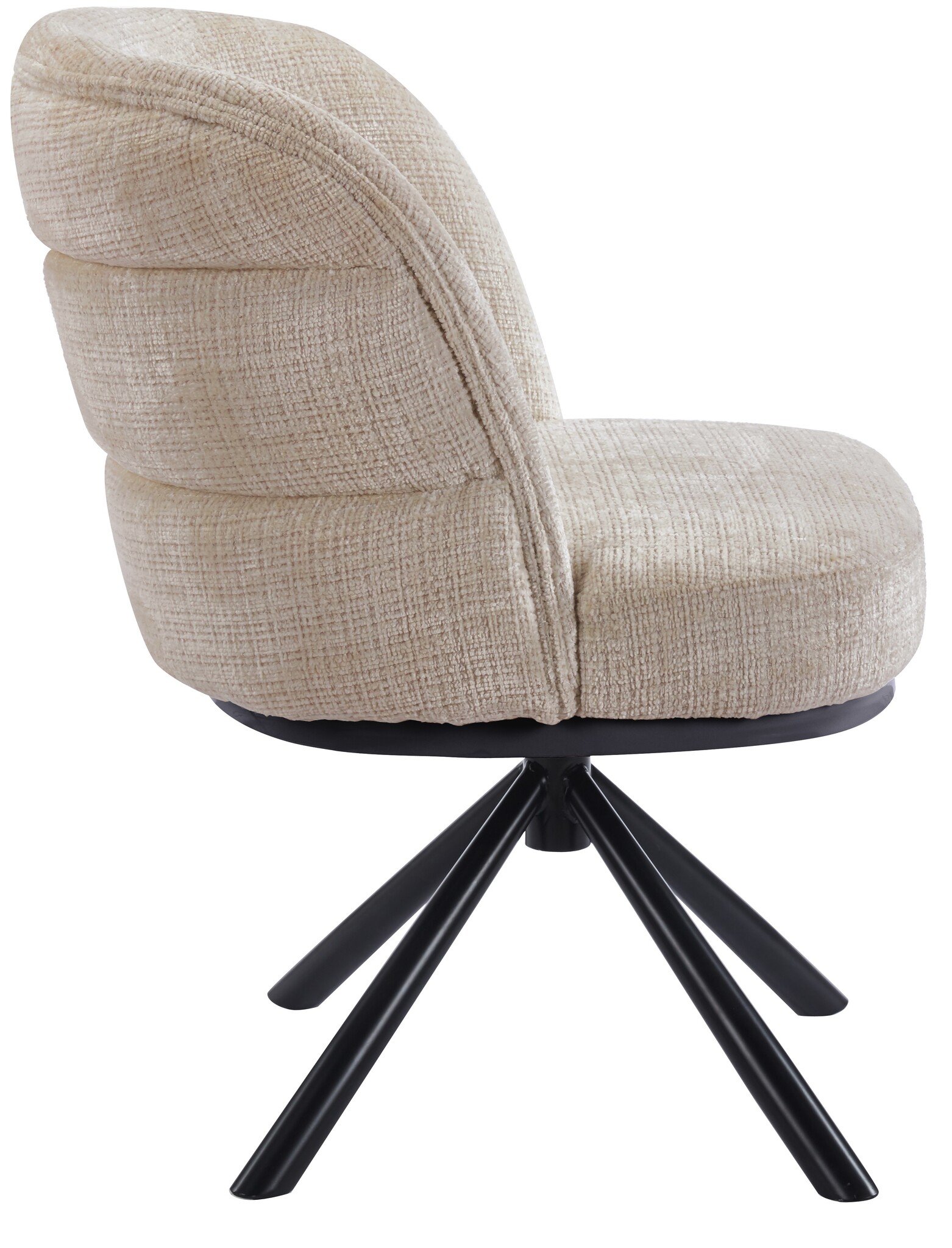 Eetkamerstoel Cremona - Warm Beige - draaibaar - zwart