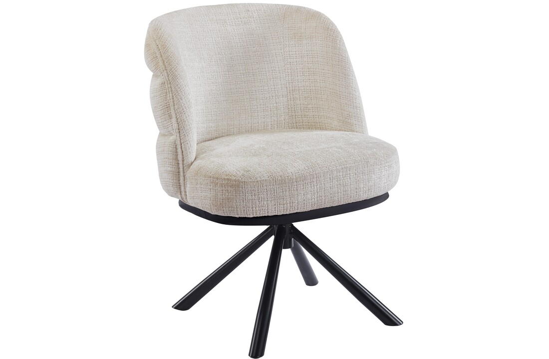 Eetkamerstoel Cremona - Beige - draaibaar - zwart