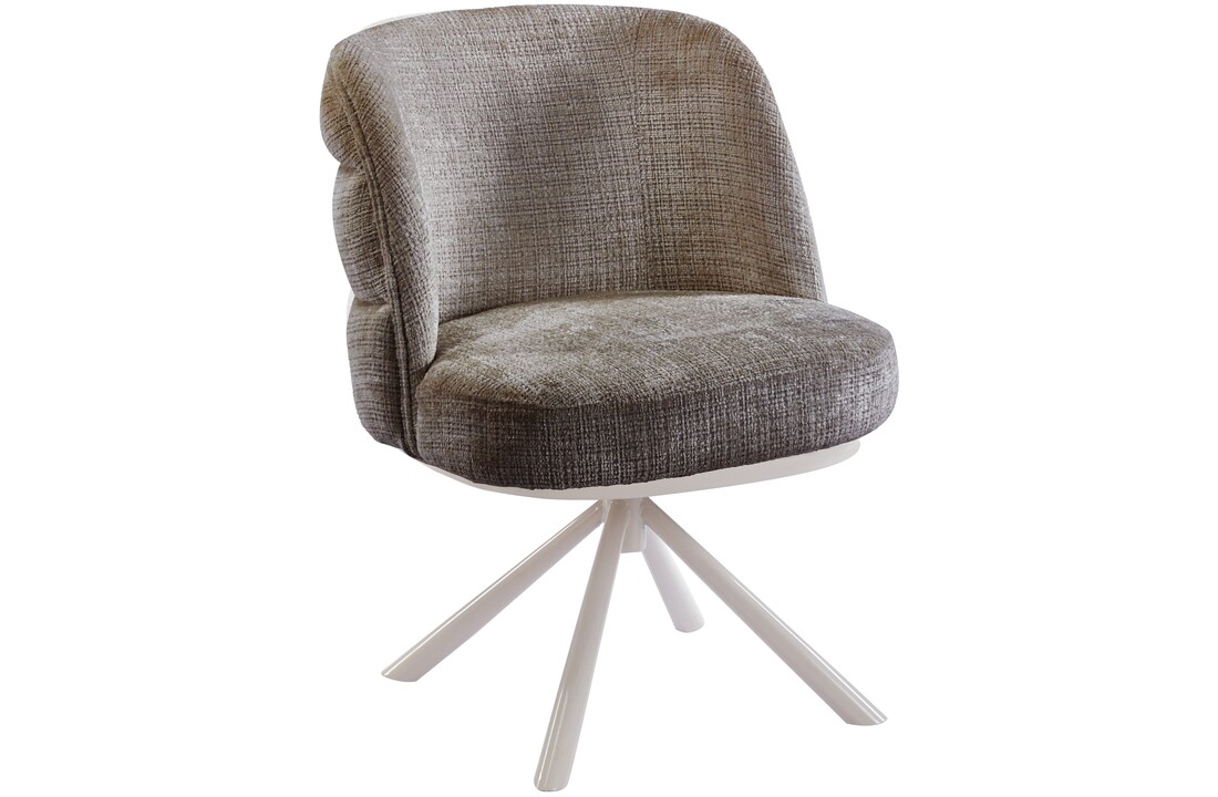 Eetkamerstoel Cremona - Taupe Bruin - draaibaar - zwart - Crème