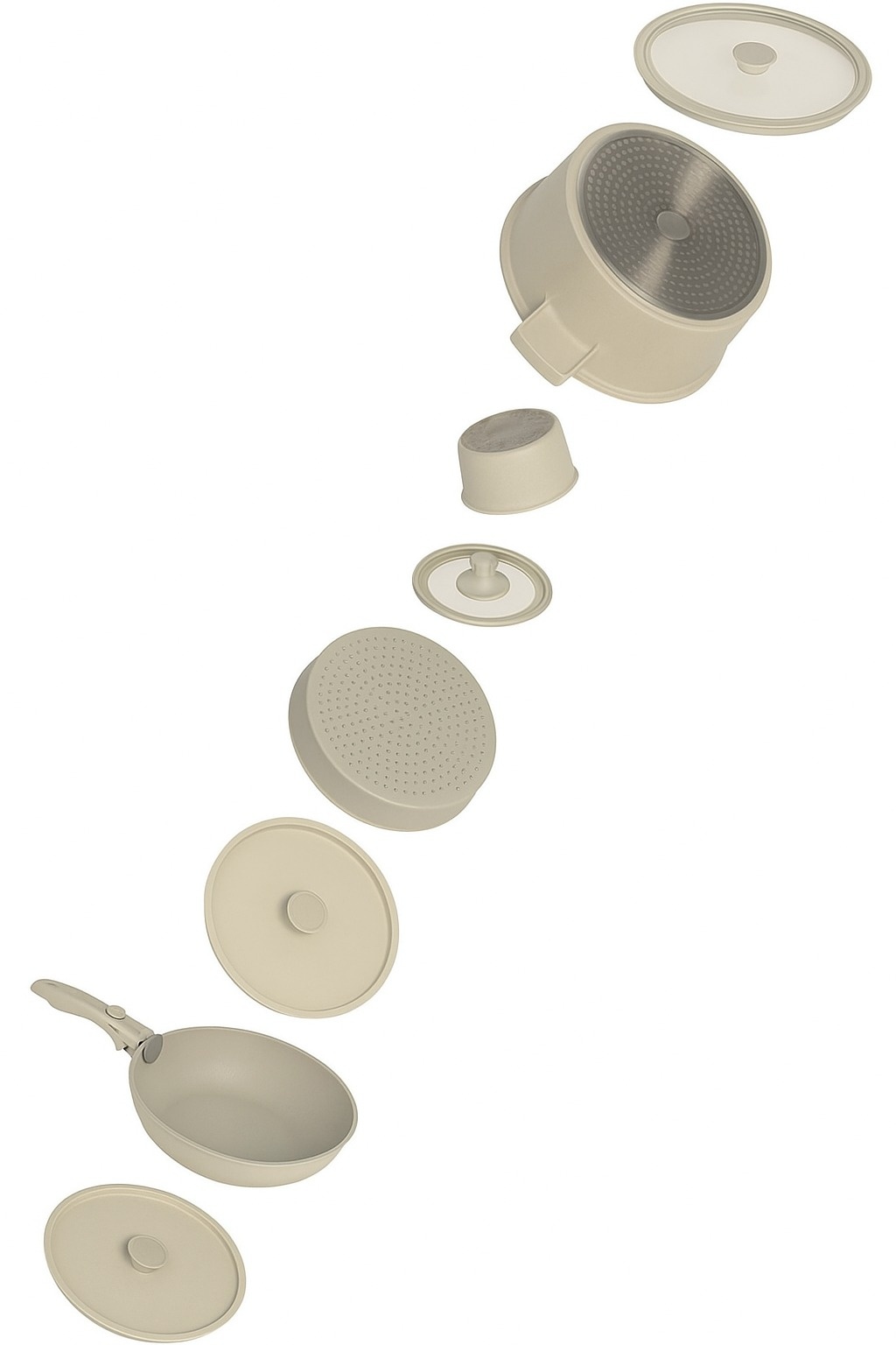 Hakal Pannenset 12-delig | Stapelbaar | Crème