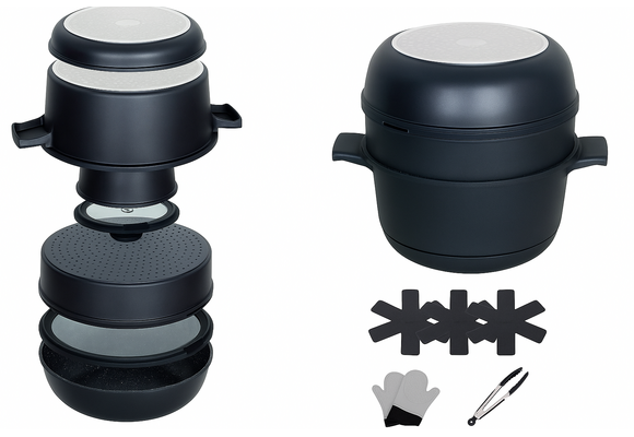 Hakal Pannenset 12-delig | Stapelbaar | Zwart