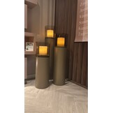 Luxe Windlicht op pilaar Champagne - 3 stuks: H90 + H110 + H130 cm