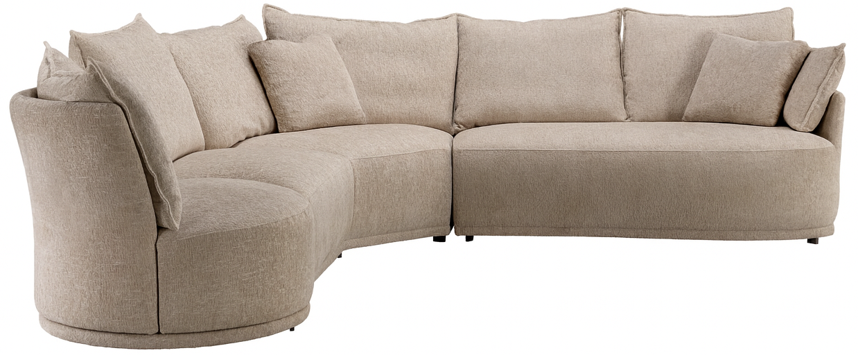 Hoekbank Letino - Draaibare ronde lounge - Beige / Zandkleurig