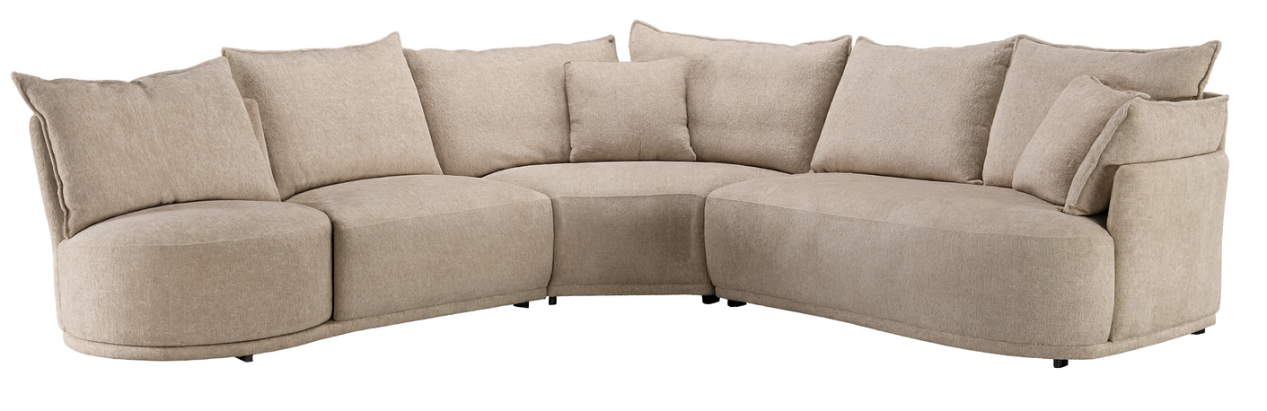 Hoekbank Letino - Draaibare ronde lounge - Beige / Zandkleurig