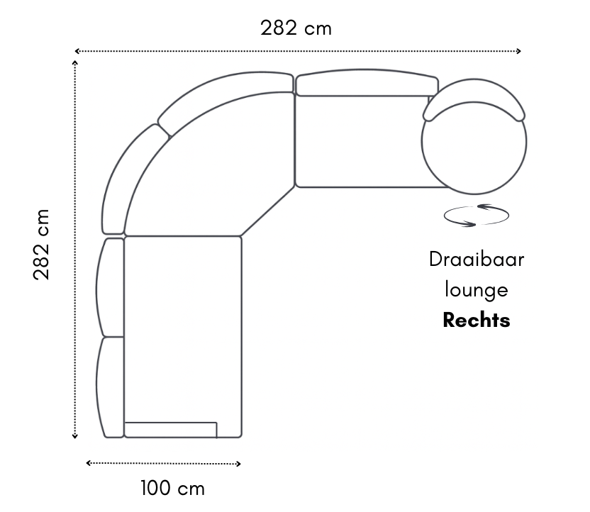 Hoekbank Letino - Draaibare ronde lounge - Beige / Zandkleurig