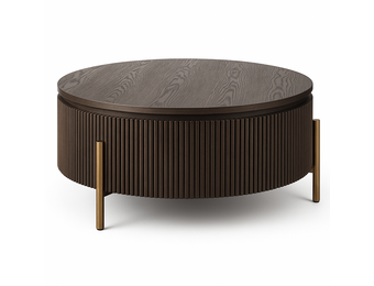 Salontafel Woodville Bruin Eiken Fineer | Ø100 cm - Gouden poten