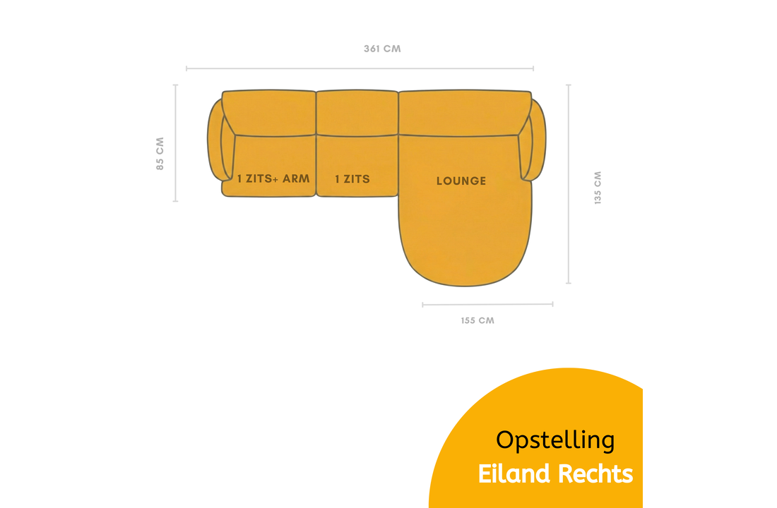 Loungebank Cremona 14 Warm Beige - Pocketvering