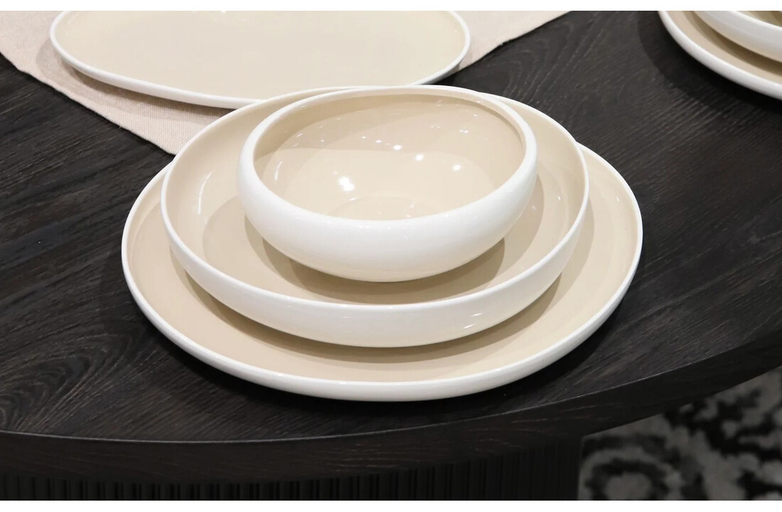 Capital Serviesset 24 delig - Porselein - Wit/Taupe - Organisch