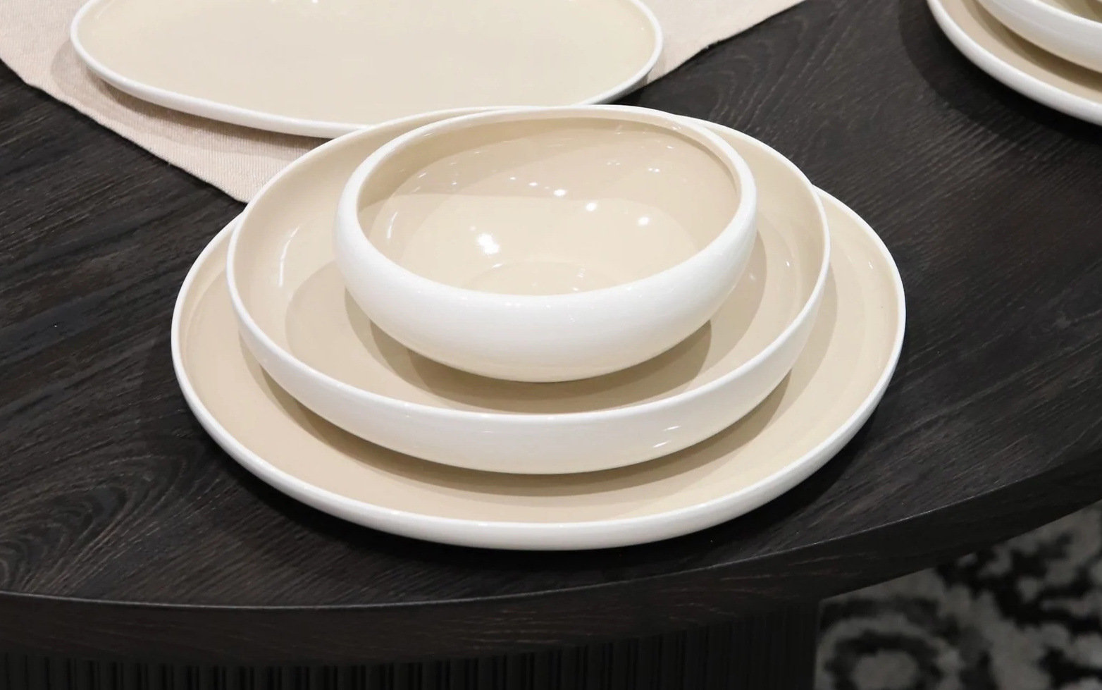 Capital Serviesset 24 delig - Porselein - Wit/Taupe - Organisch