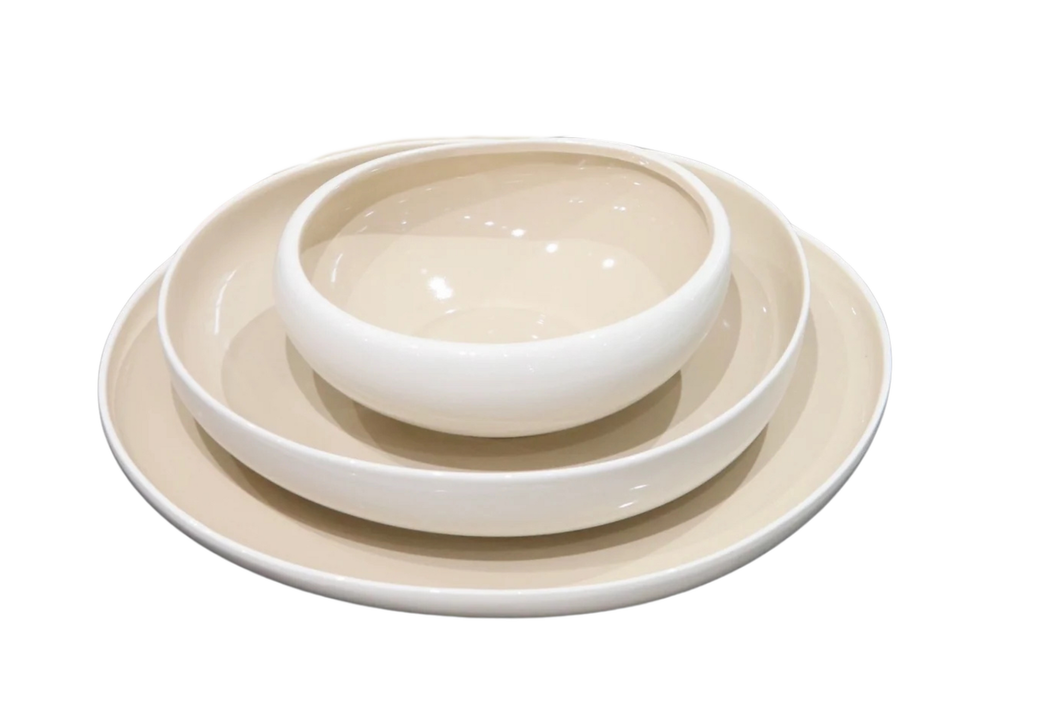 Capital Serviesset 24 delig - Porselein - Wit/Taupe - Organisch