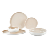 Capital Serviesset 24 delig - Porselein - Wit/Taupe - Organisch