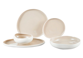 Capital Serviesset 24 delig - Porselein - Wit/Taupe - Organisch