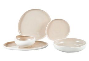 Capital Serviesset 24 delig - Porselein - Wit/Taupe - Organisch