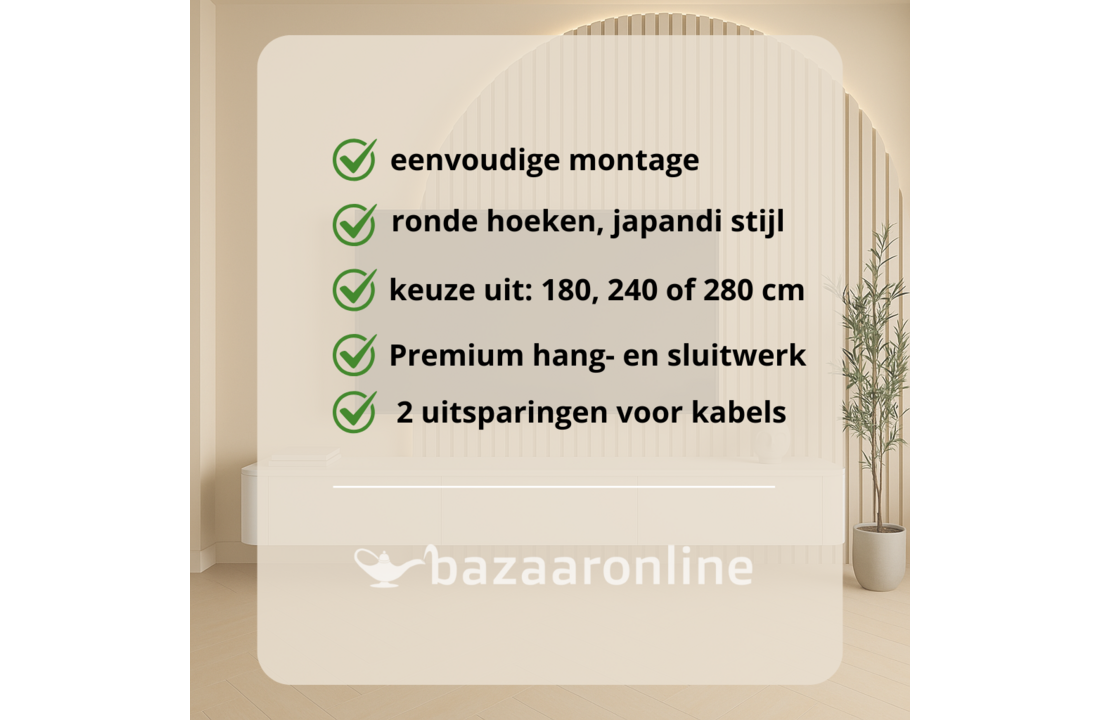 Japandi Tv Meubel Curved - Walnoot - Gebogen zijkant