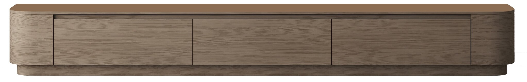 Japandi Tv Meubel Curved Staand - Walnoot - Gebogen zijkant