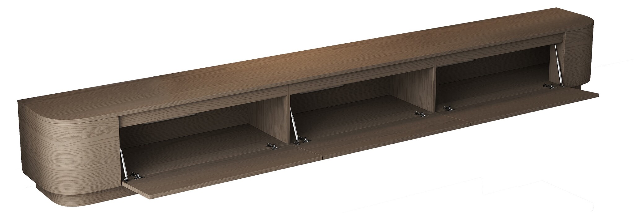 Japandi Tv Meubel Curved Staand - Walnoot - Gebogen zijkant