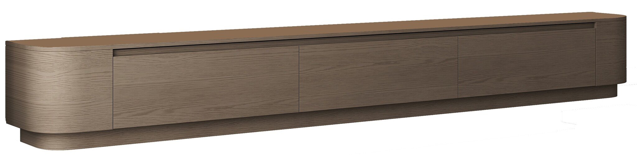 Japandi Tv Meubel Curved Staand - Walnoot - Gebogen zijkant