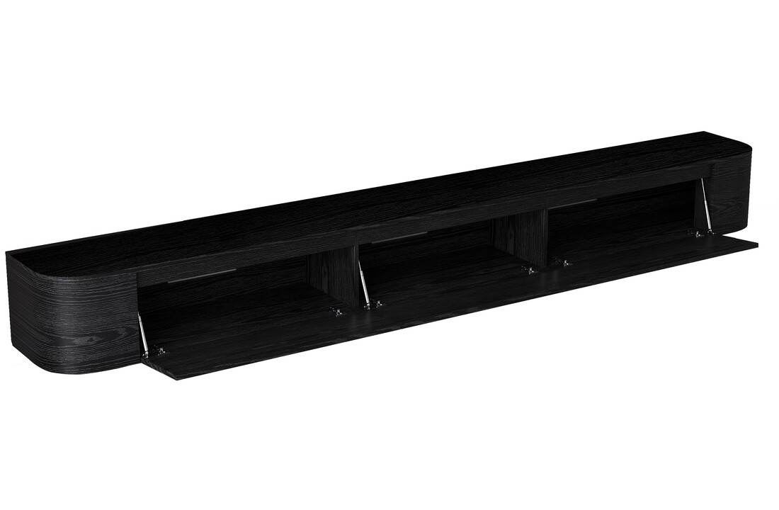 Japandi Tv Meubel Curved Staand - Zwart Eiken - Gebogen zijkant