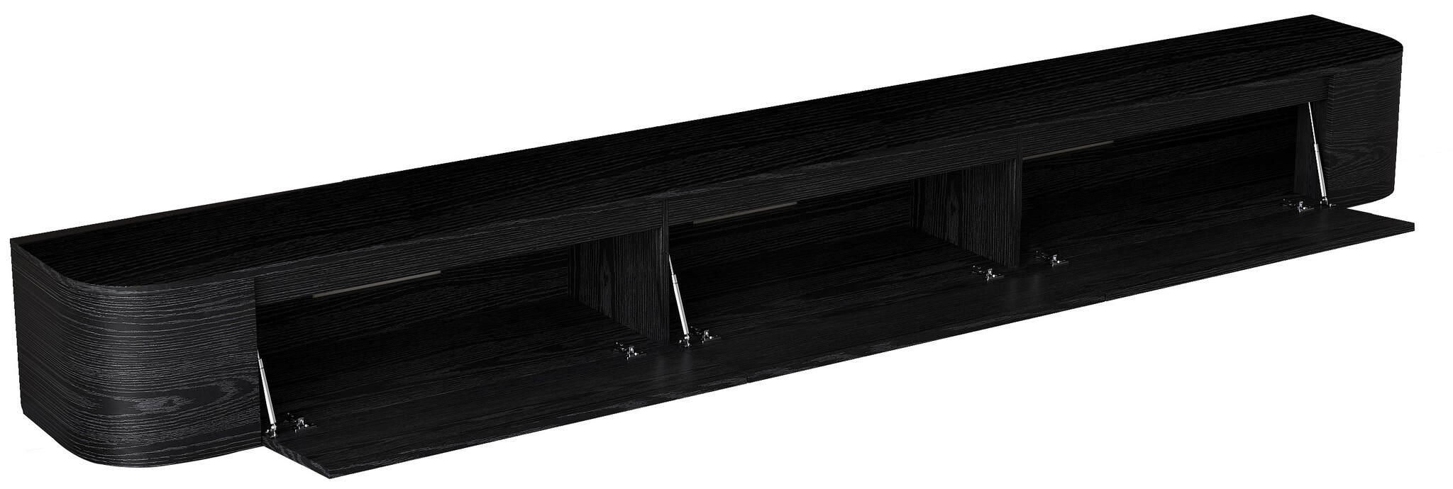 Japandi Tv Meubel Curved Staand - Zwart Eiken - Gebogen zijkant