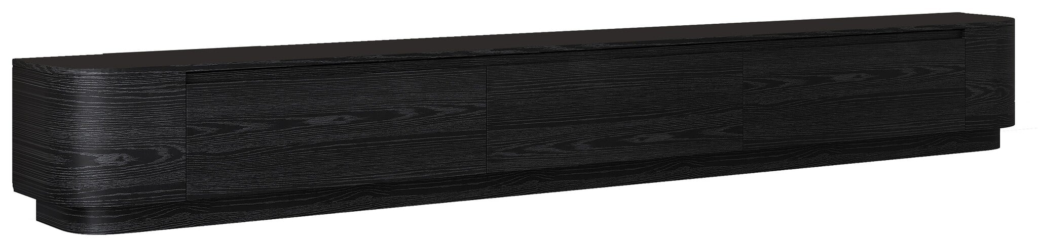 Japandi Tv Meubel Curved Staand - Zwart Eiken - Gebogen zijkant