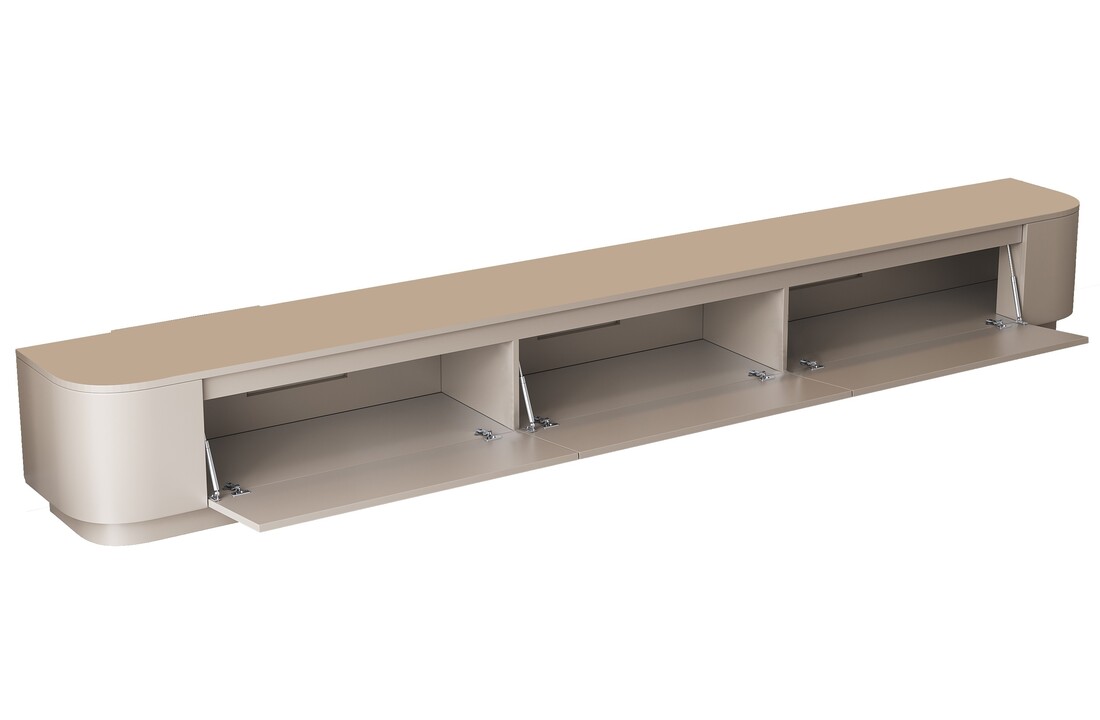 Japandi Tv Meubel Curved Staand - Beige - Gebogen zijkant