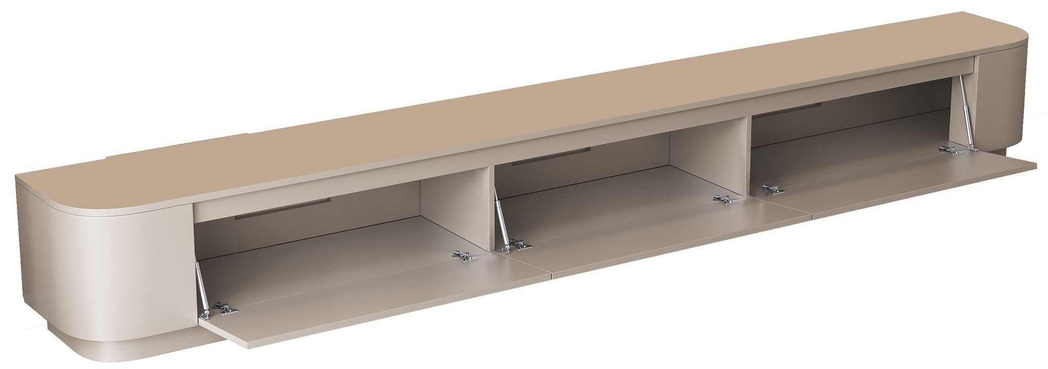 Japandi Tv Meubel Curved Staand - Beige - Gebogen zijkant