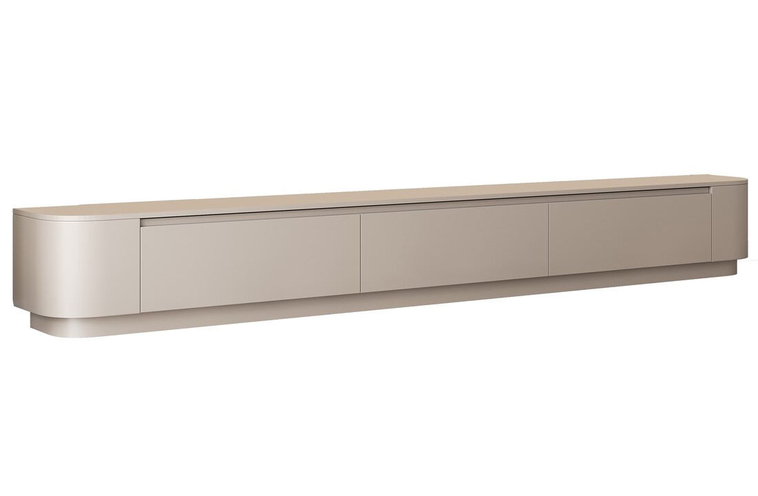 Japandi Tv Meubel Curved Staand - Beige - Gebogen zijkant