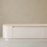 Japandi Tv Meubel Curved Staand - Beige  - Gebogen zijkant