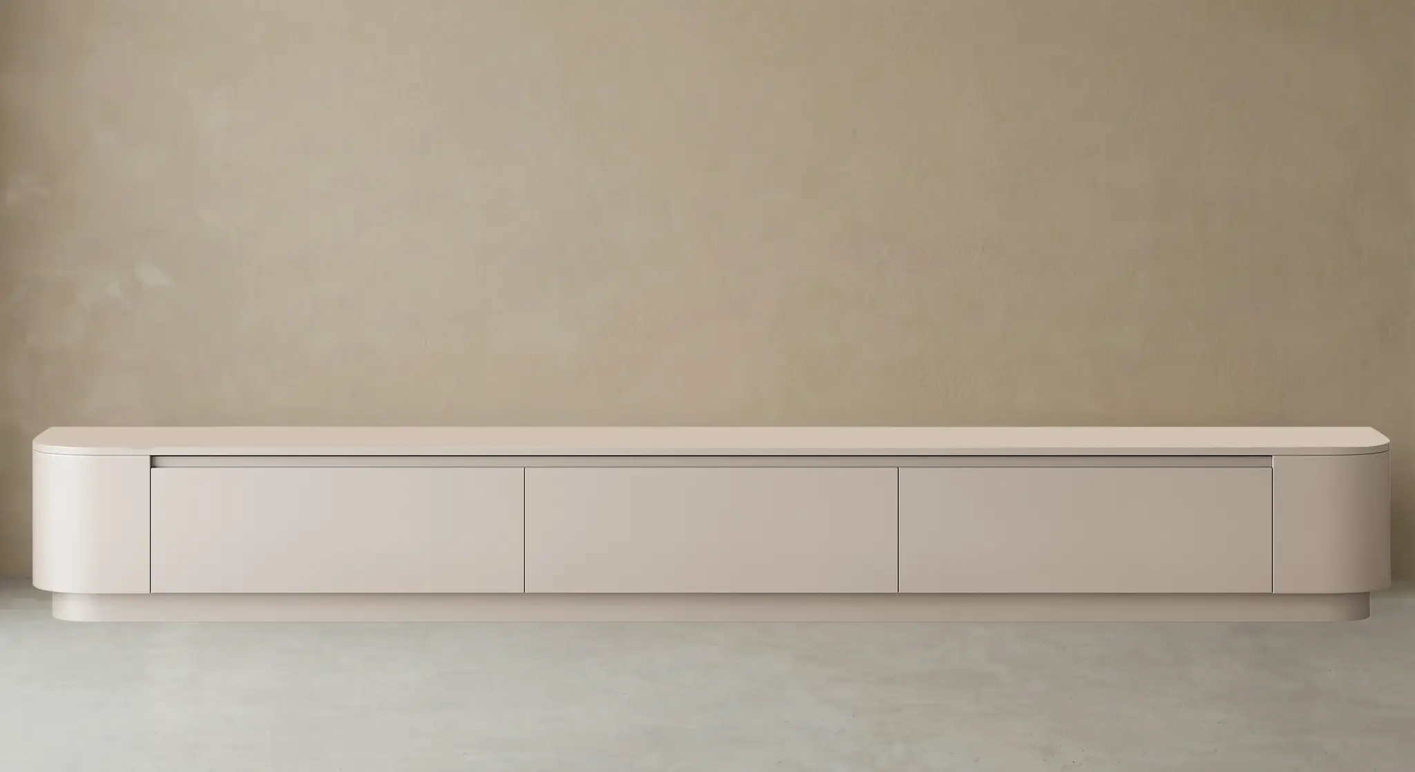 Japandi Tv Meubel Curved Staand - Beige - Gebogen zijkant