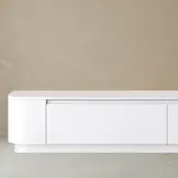 Japandi Tv Meubel Curved Staand - Mat Wit  - Gebogen zijkant