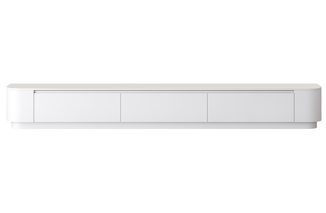 Japandi Tv Meubel Curved Staand - Mat Wit - Gebogen zijkant