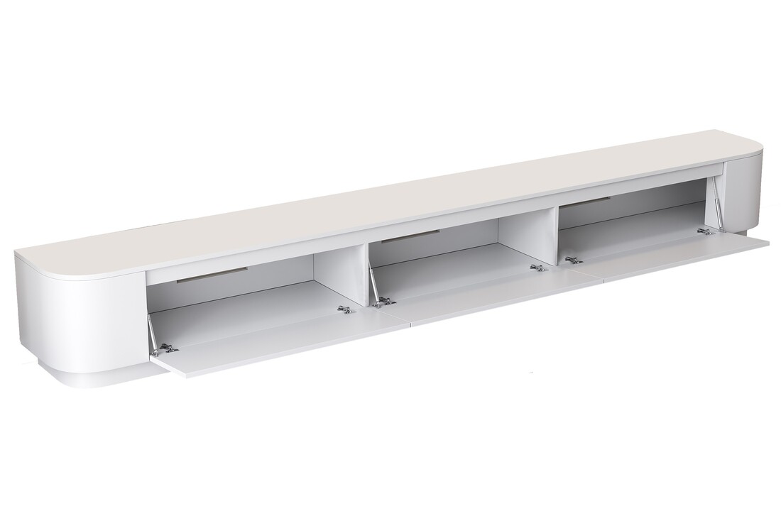 Japandi Tv Meubel Curved Staand - Mat Wit - Gebogen zijkant